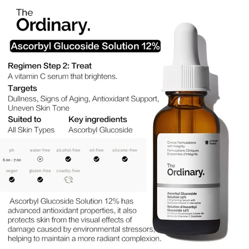 سرم روشن‌کننده اوردینری مدل Ascorbic Acid 8% + Alpha Arbutin 2% حجم 30 میلی‌لیتر